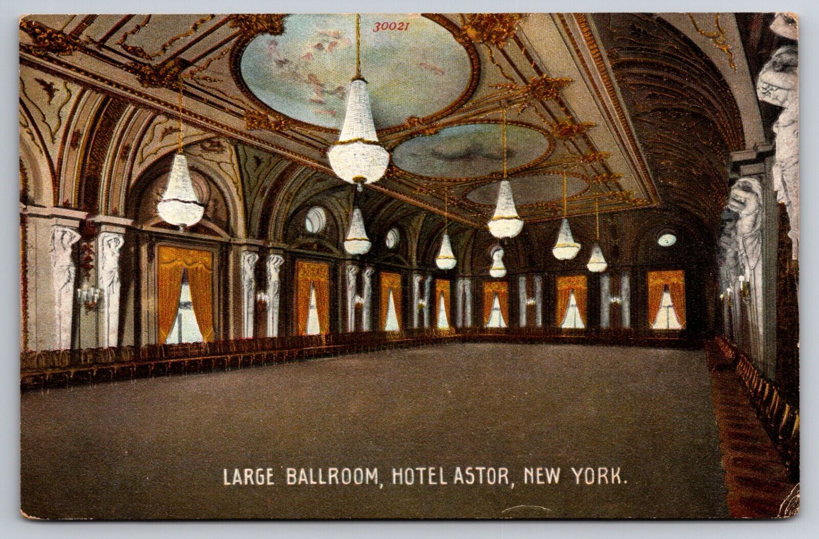 Large Ballroom Hotel Astor New York City New York NY c1910 Postcard
