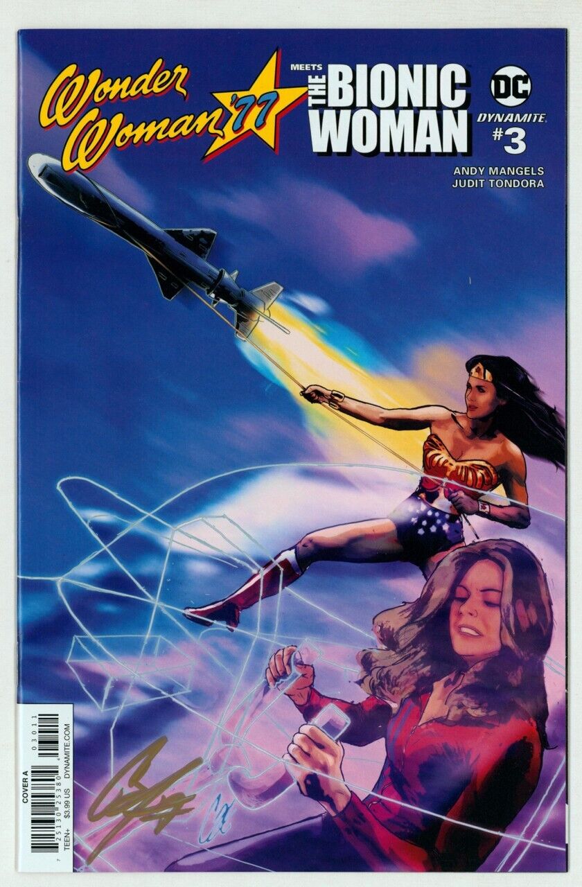 SIGNED Cat Staggs Wonder Woman 77 Meets The Bionic Woman #3 DC Dynamite Comics