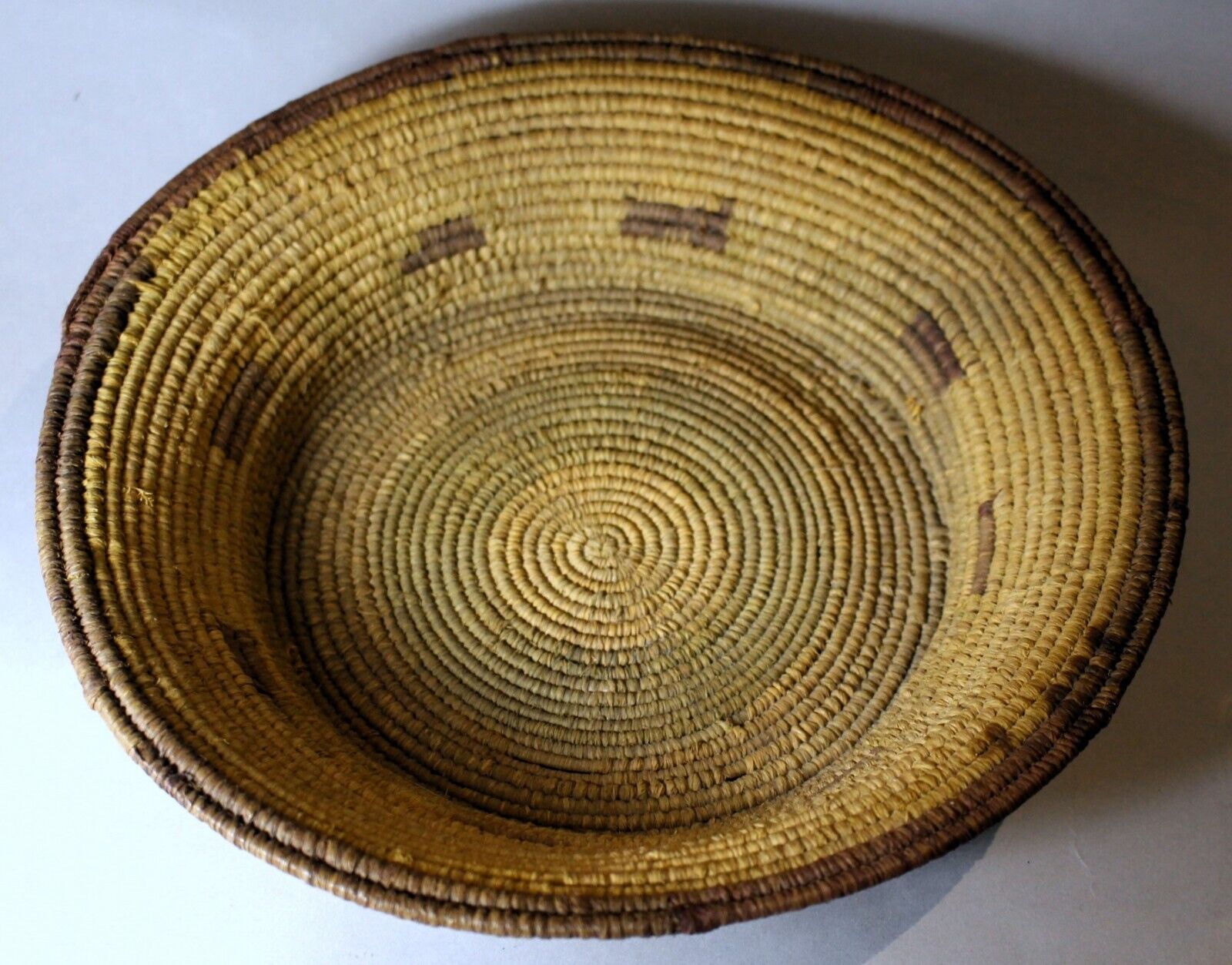Vintage PAPAGO Tohono O'odham NATIVE AMERICAN Indian Flared Coil Basket c. 1940