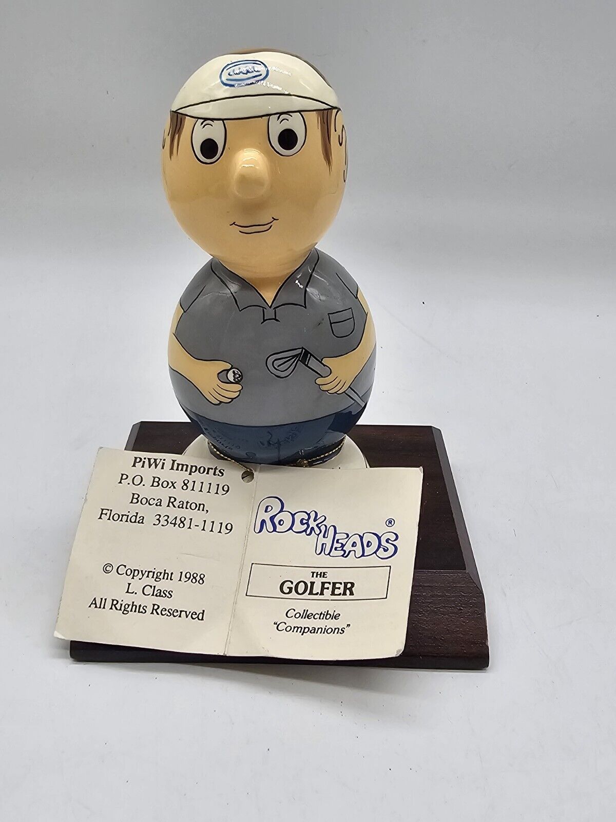 Vintage Rock Heads GOLFER Figurine Paperweight 1988  Signed Stella