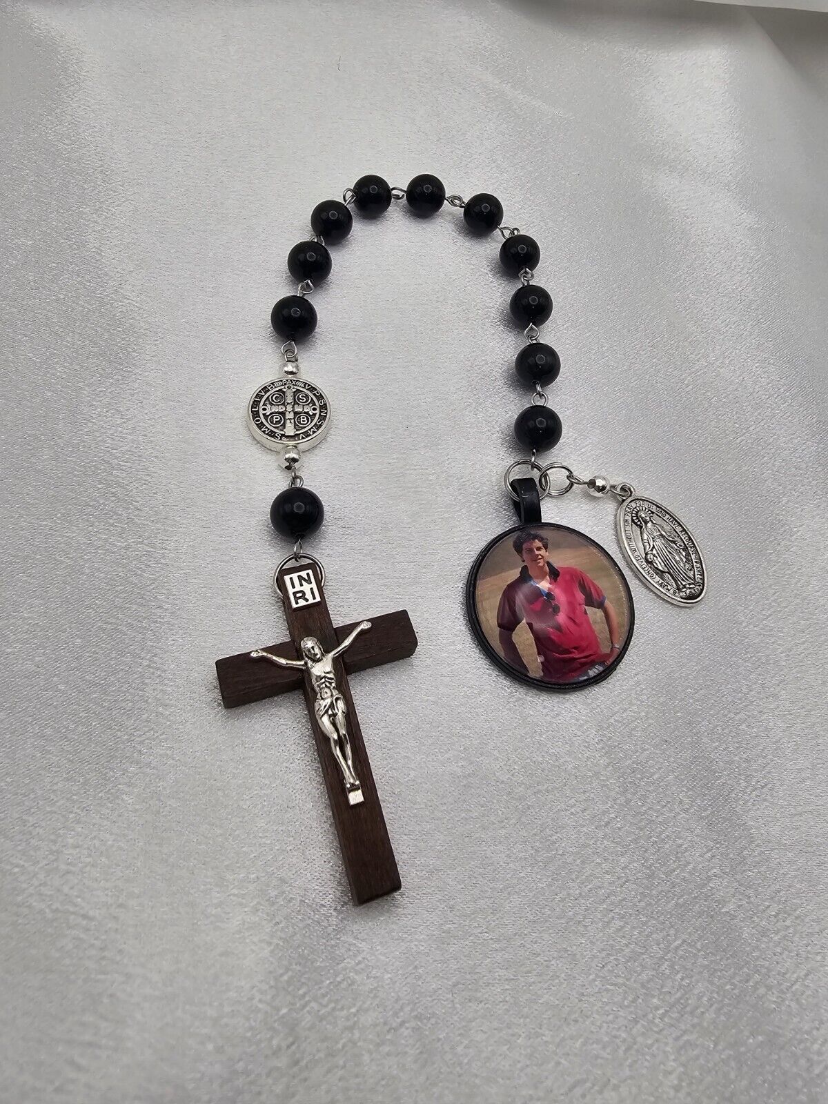 Bl. Carlo Acutis One Decade Rosary Catholic Pocket Black Obsidian Handmade Gift