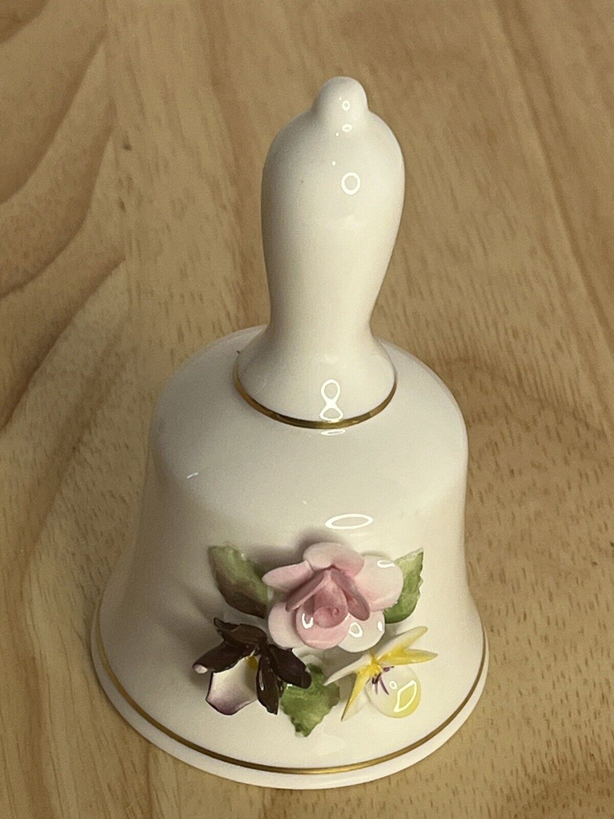 Coalport Decorative Bell Bone China The Danbury Mint 3D Flowers England Vintage