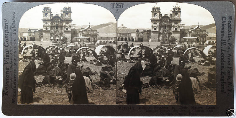 Keystone Stereoview the Open Air Market, Cuzco, Peru from 1930’s T600 Set #T257