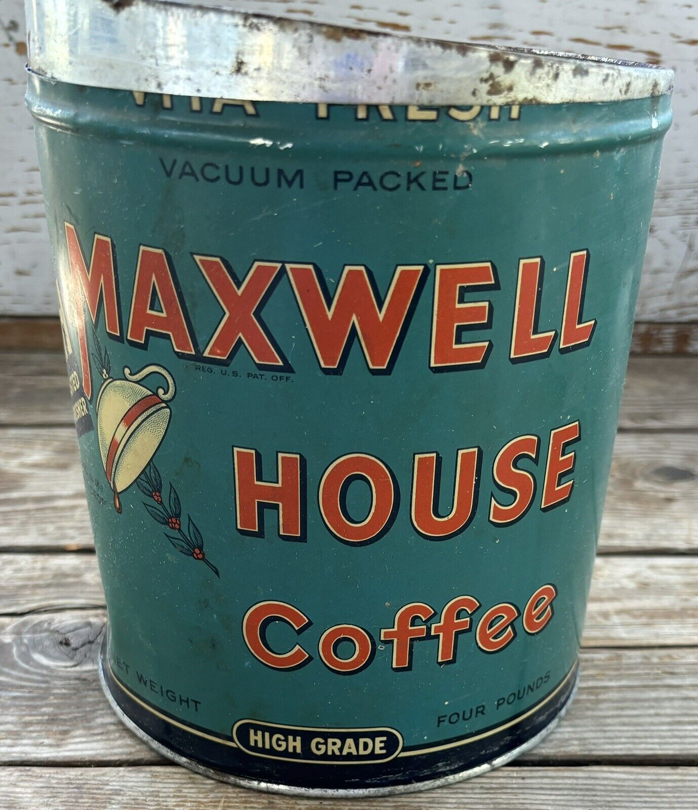 Antique Maxwell House Coffee 4 Lb Tin 1914 Does Not Include Lid