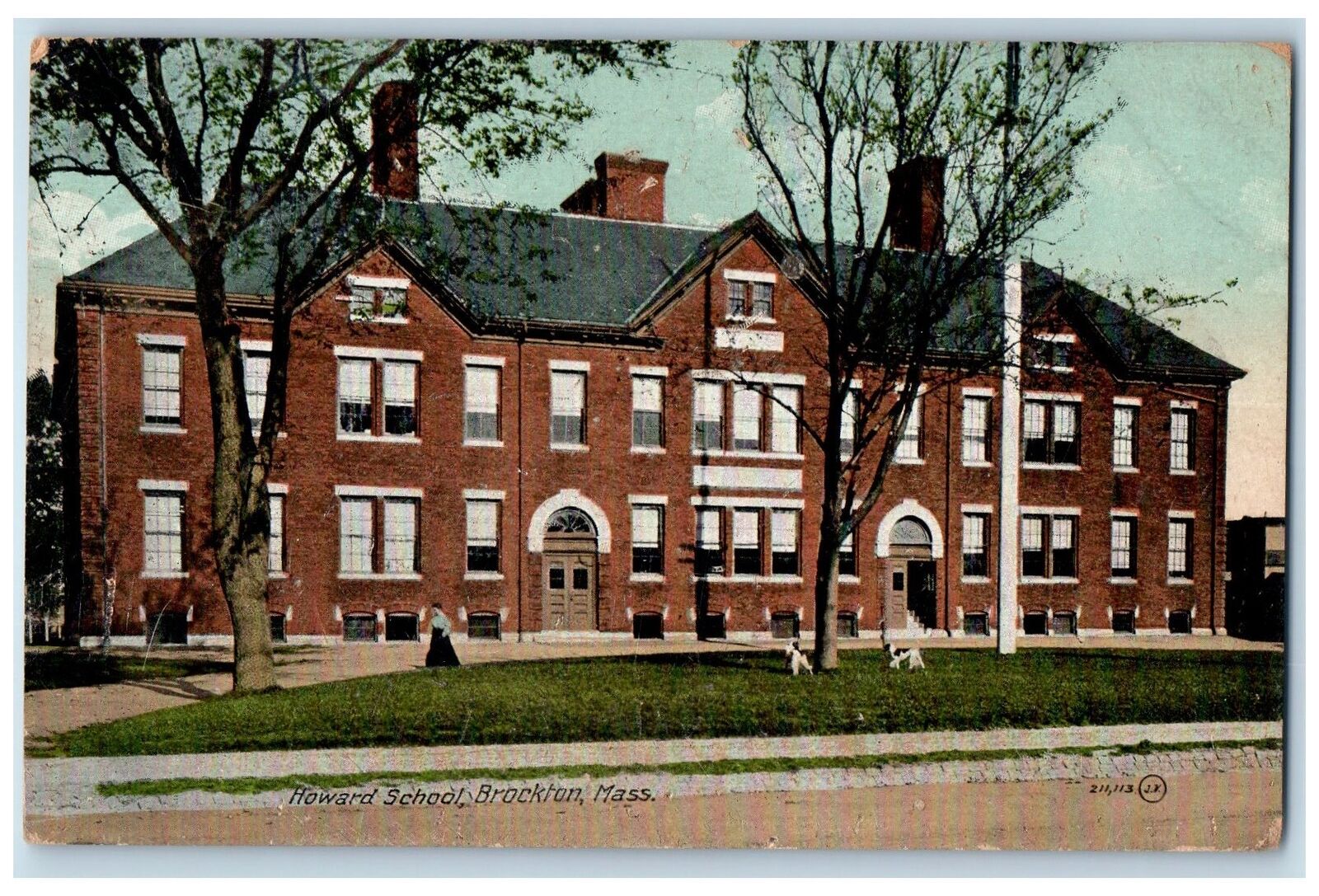 1910 Howard School Exterior Scene Brockton Massachusetts MA Posted Postcard