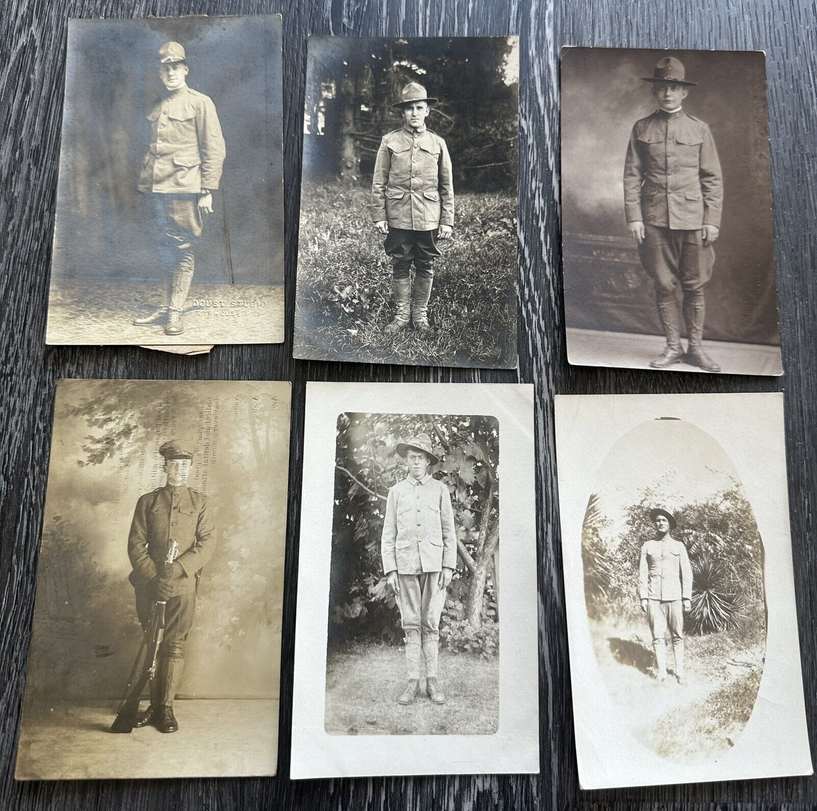 Lot Of 6 WWI US Army Doughboy Soldier Real Picture Photograph Post Card Rifle