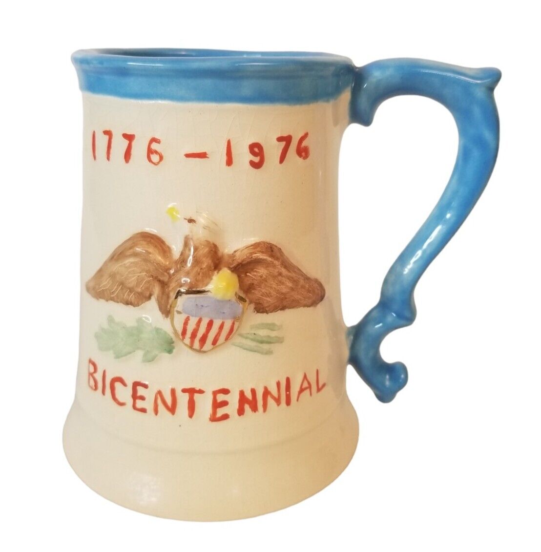 Vintage USA 1776 - 1976 Bicentennial Signed Mug blue, beige