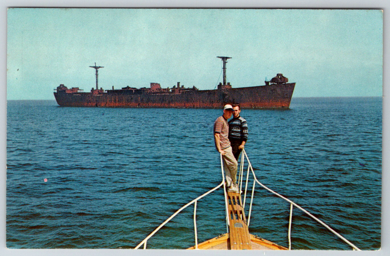 c1960s Target Ship Laying Off Eastham Cape Cod Bay Vintage Postcard