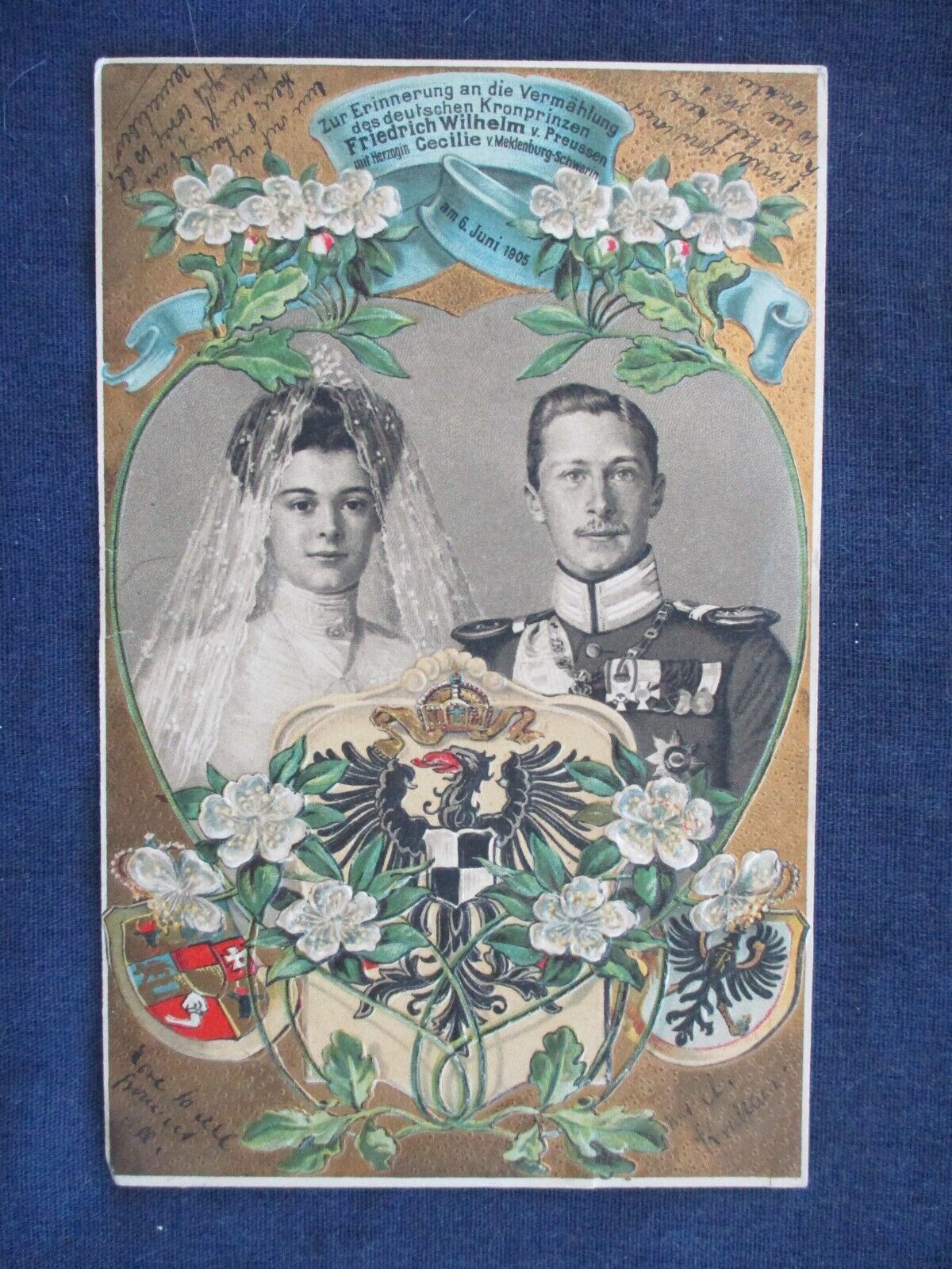 1905 Friedrich Wilhelm Wedding Royalty Postcard Berlin Cancel Used to US