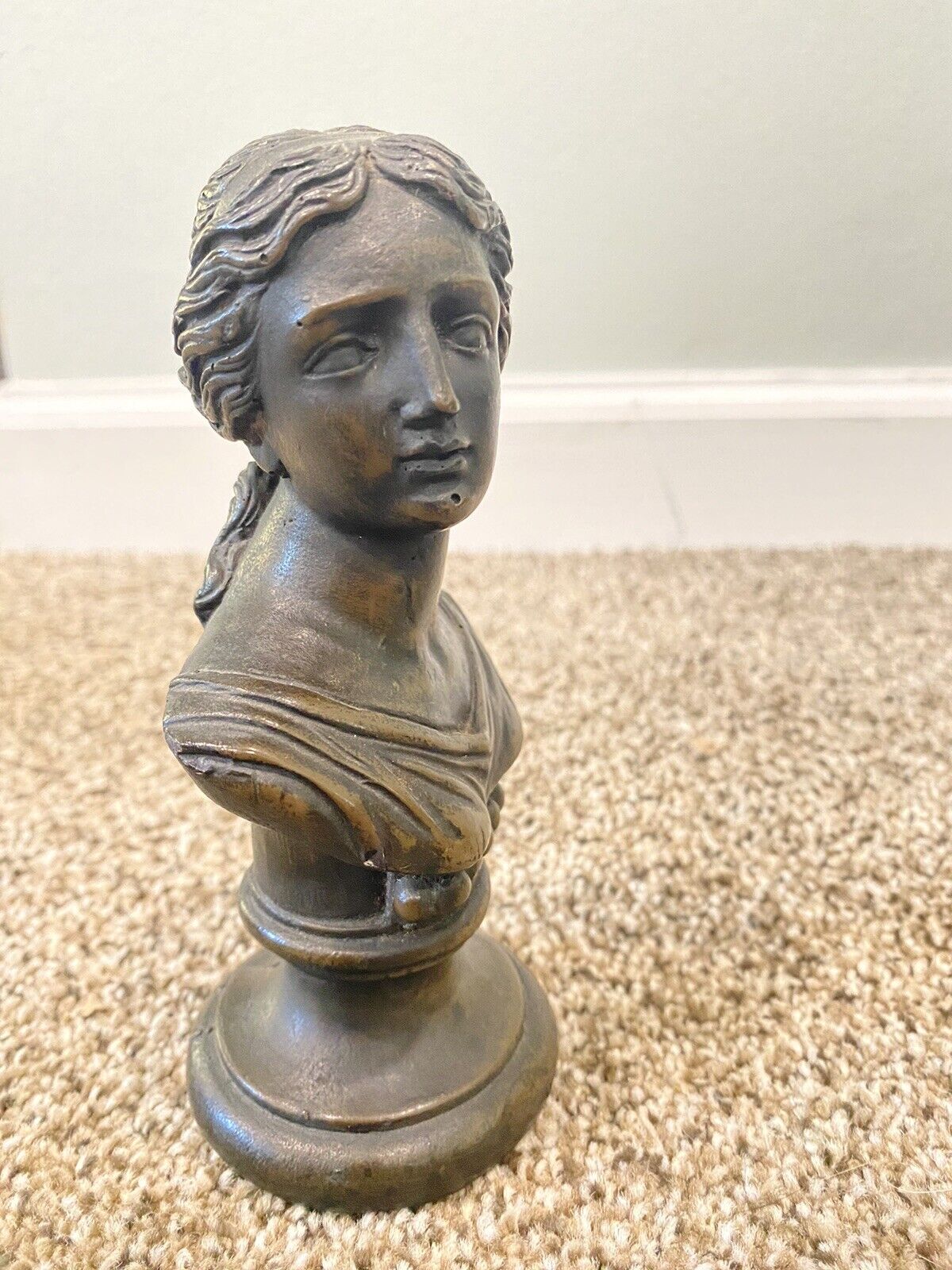 Antique Bronze Miniature Bust Greek Goddess