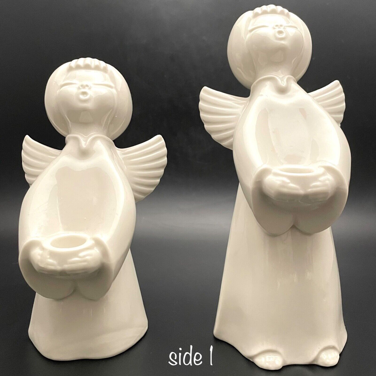 Dresden Pottery by Karl-Heinz Klette Angel Candle Holders c1962 Made in Germany