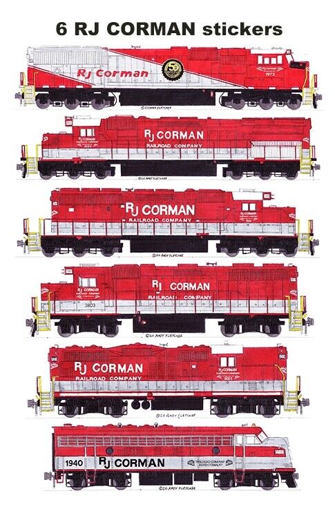 RJ Corman Locomotives 6 individual Stickers Andy Fletcher