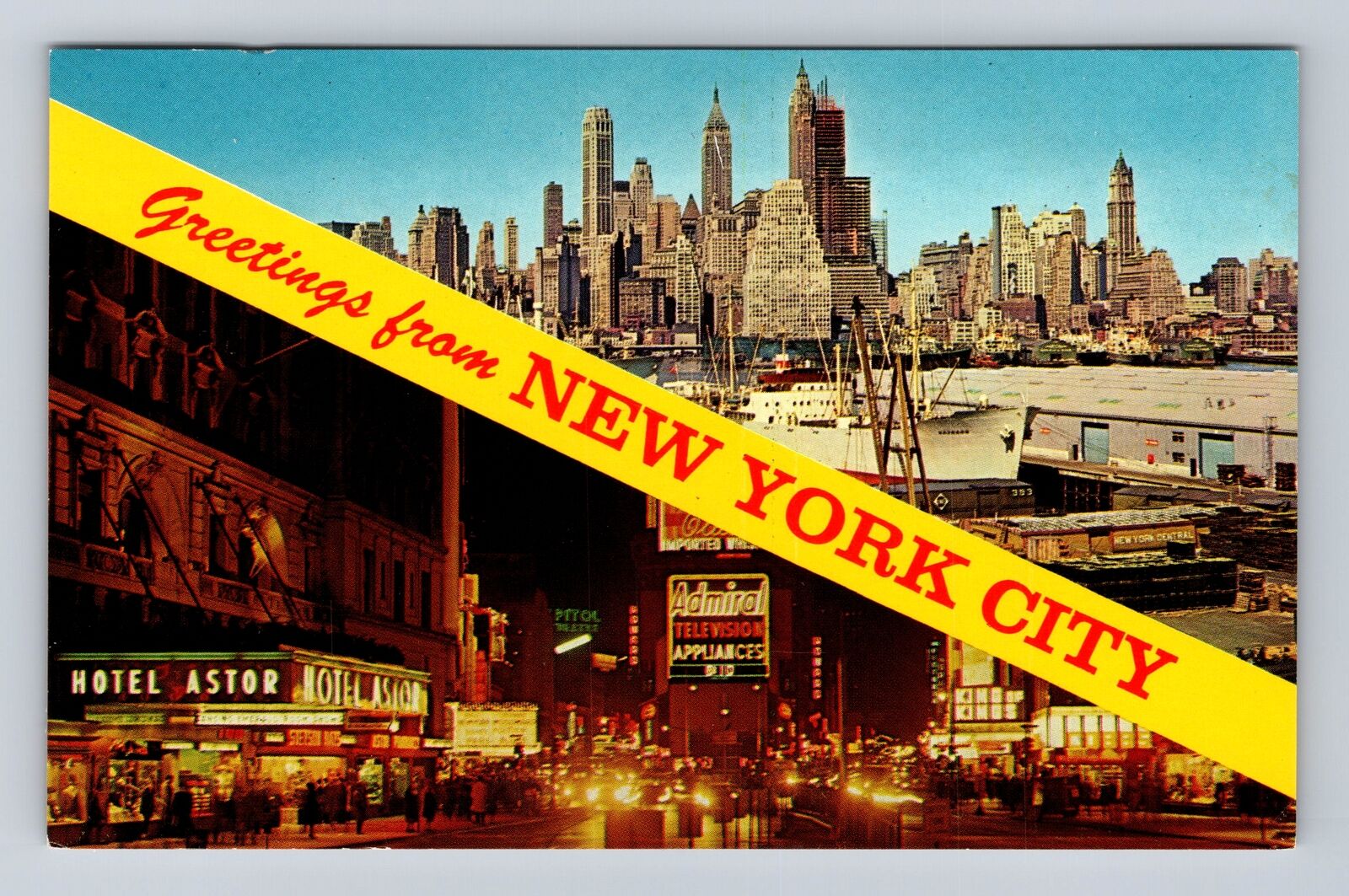 New York City NY-Lower Manhattan Skyline, Times Square, Vintage Postcard