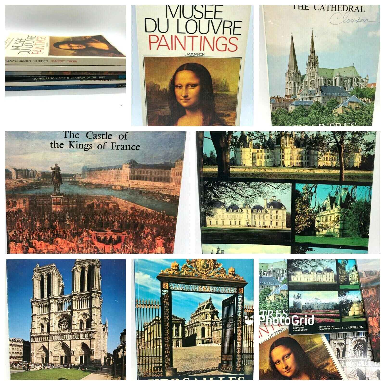 6 Vintage France Guide Books in English Louvre Chartes Notre Dame Versailles