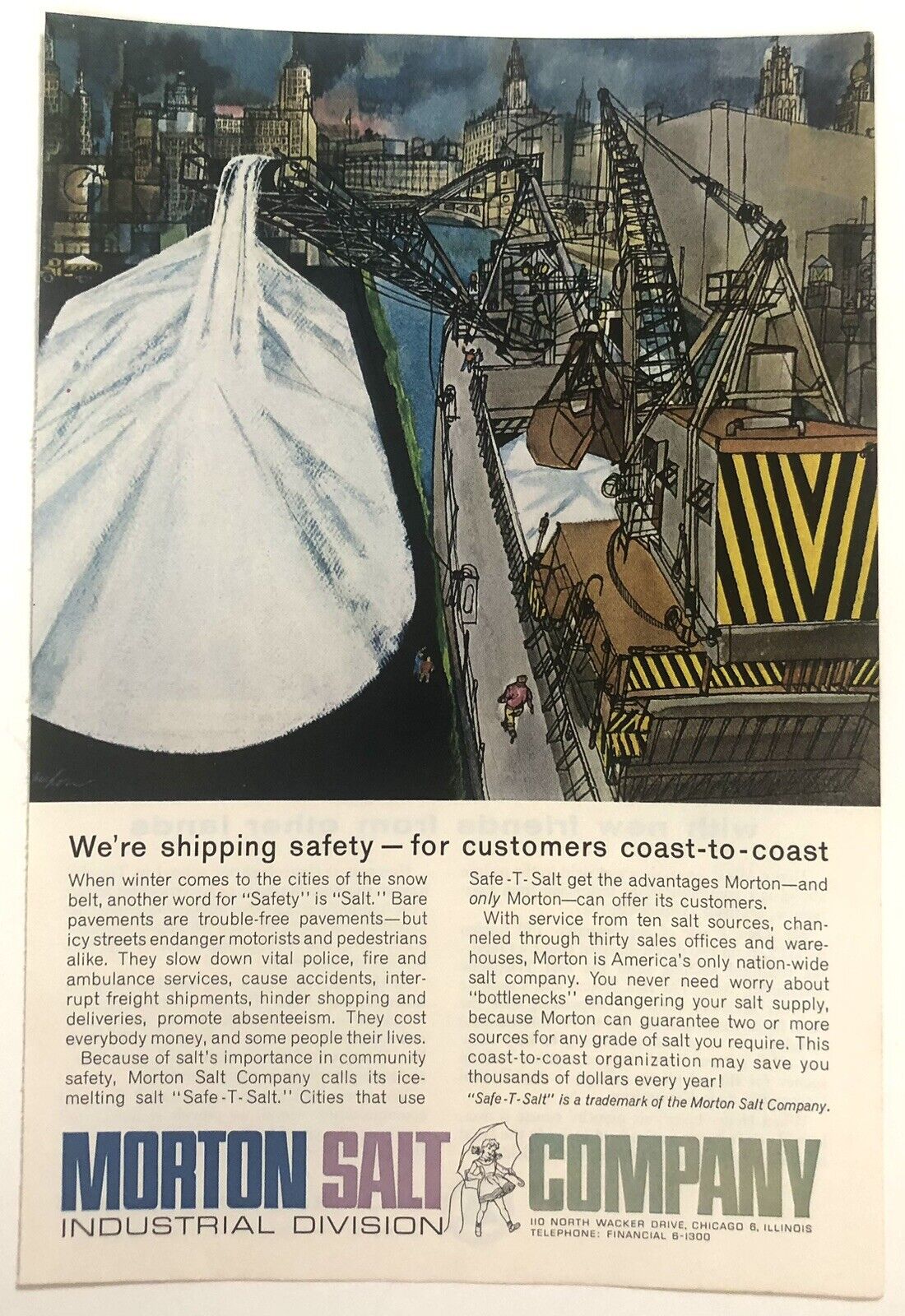 Vintage 1962 Original Print Ad Full Page - Morton Salt Shipping Safety