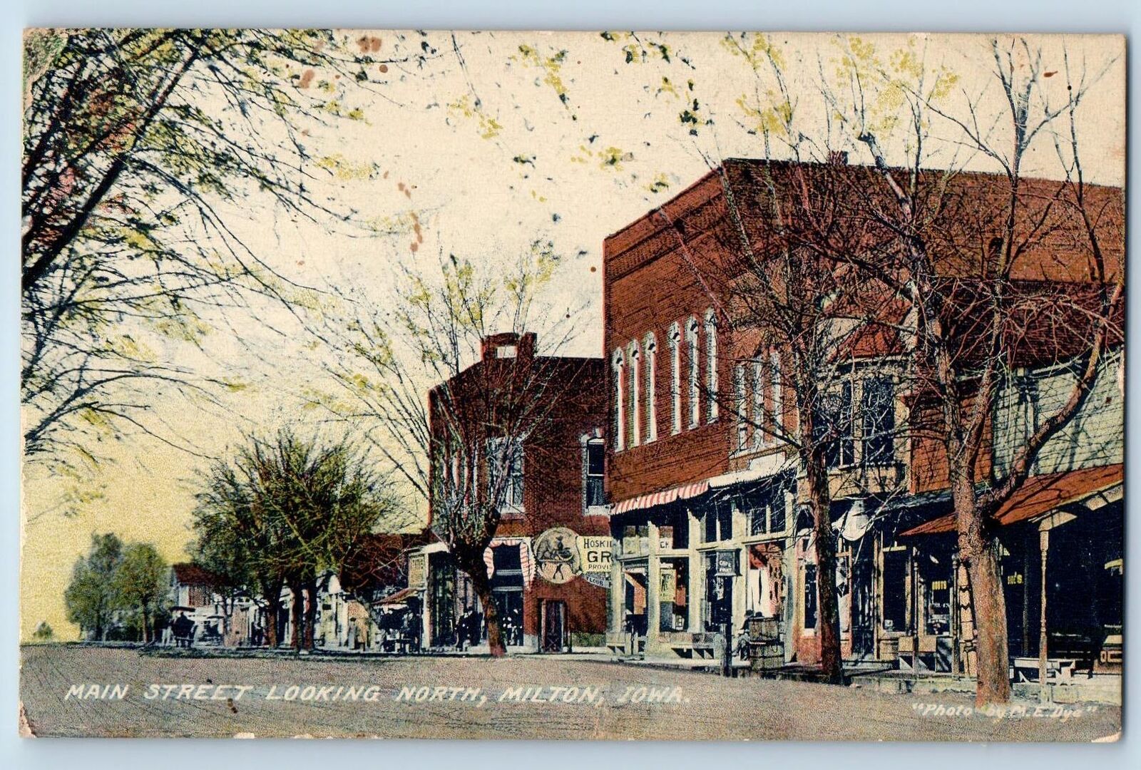 c1910\'s Main Street Looking North Business Area Milton Iowa IA Antique Postcard