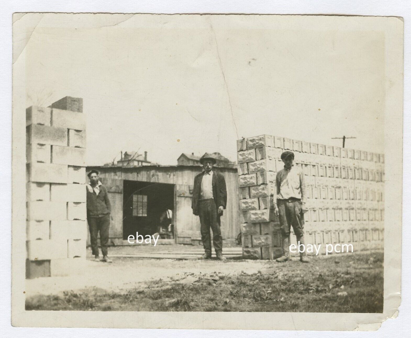 1920s Cement block factory JEANETTE? Pennsylvania. Workers, men. 4\