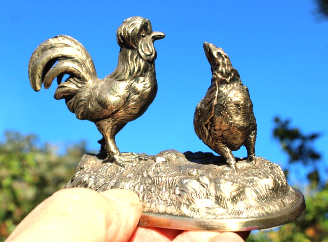 Antique Vintage WEP Silver Co. EP Figurine Rooster Chicken Figures Statue