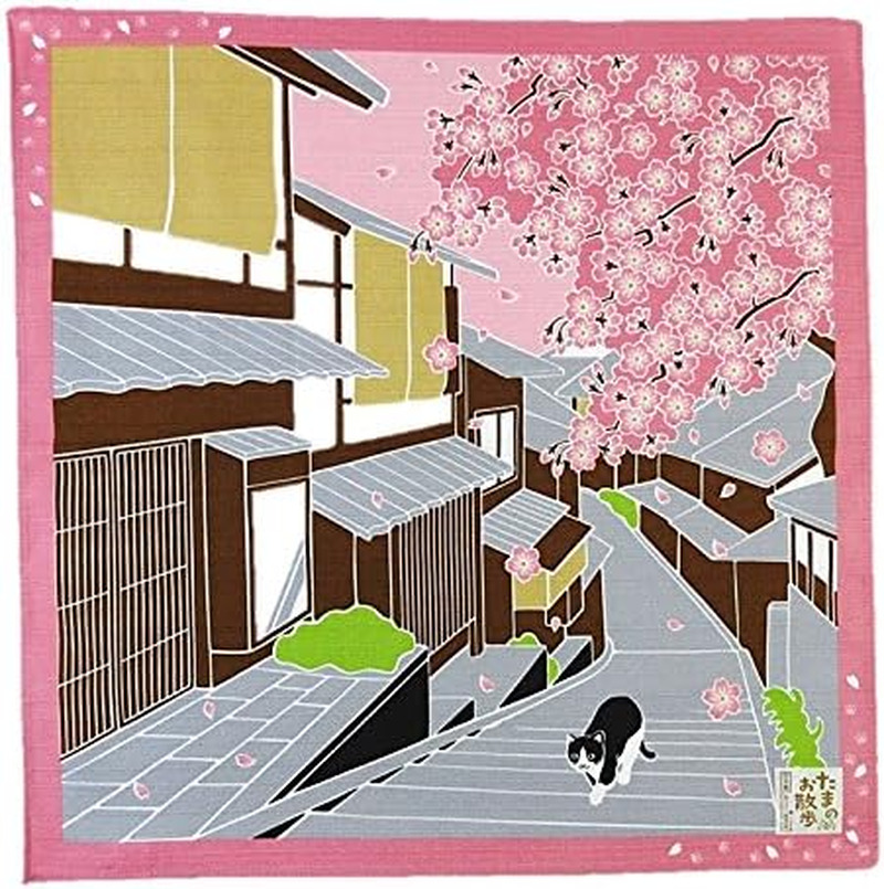 FUROSHIKI- Japanese Wrapping Cloth (Traveling-Cat : SAKURA)
