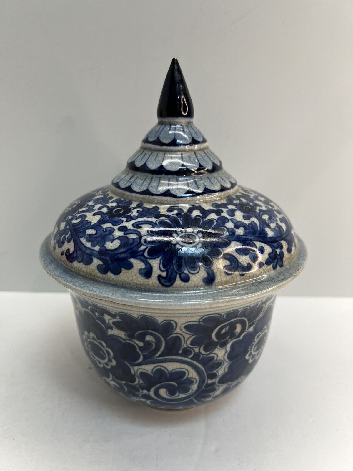 Chinese Tradition Ceramic Ginger Jar with Lid Blue and White,  9\
