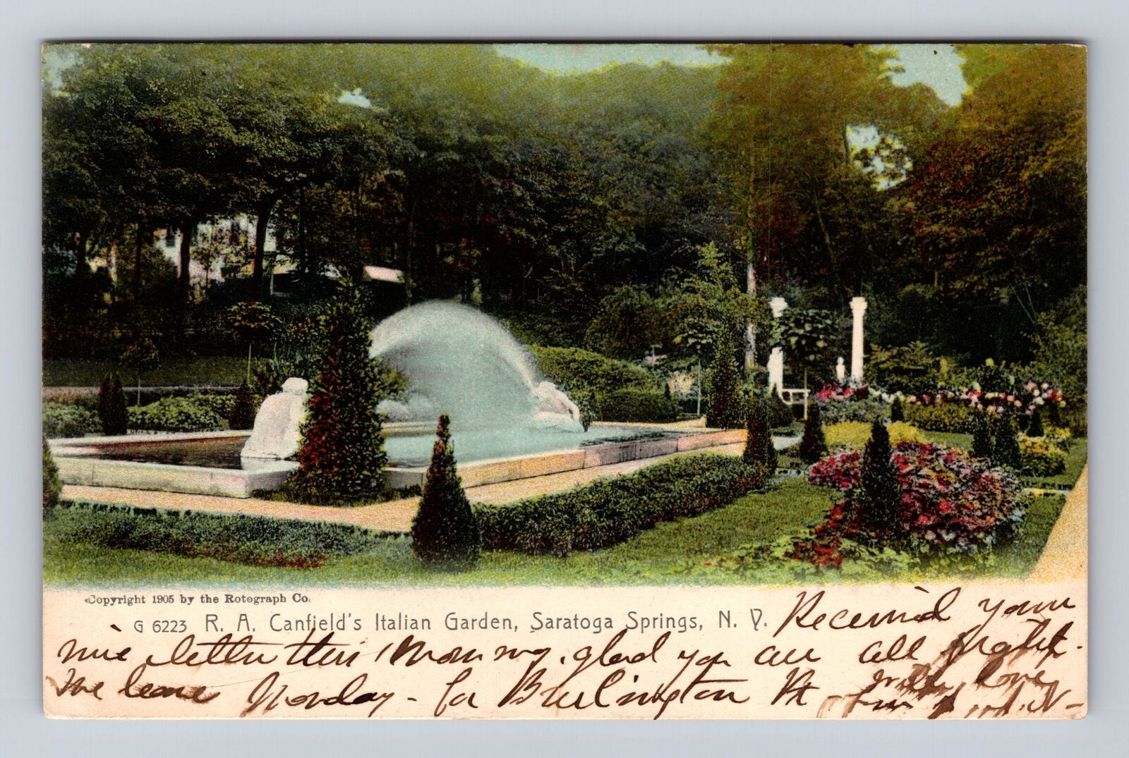Saratoga Springs NY-New York, Canfield's Italian Garden, Vintage Postcard