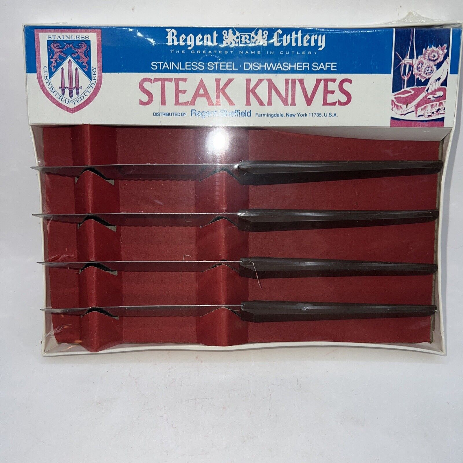 Vintage Regent Sheffield 4-piece Steak Knife Cutlery Set New Old Stock Sealed