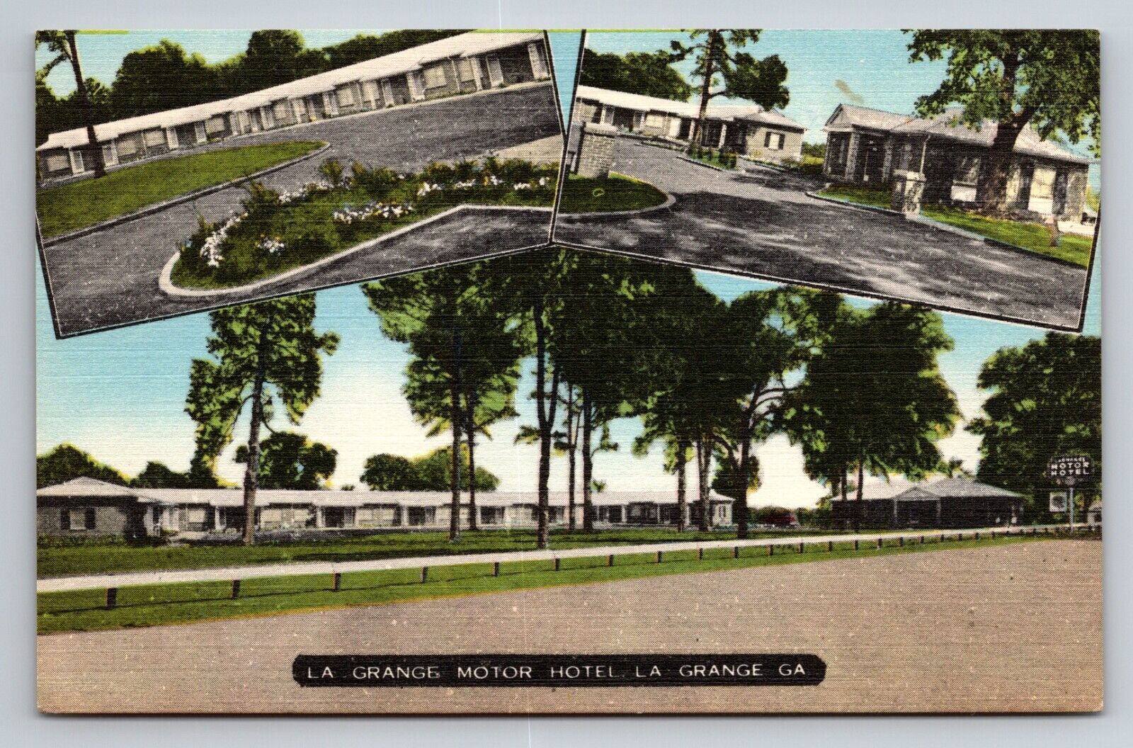 La Grange Motor Hotel Georgia Multiview Vintage Unposted Linen Postcard