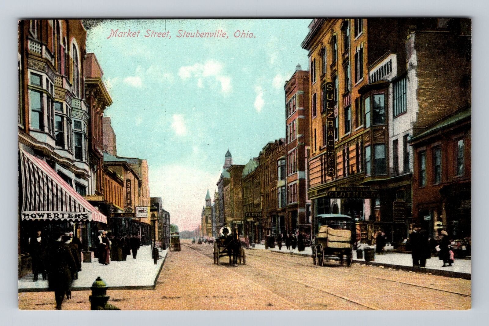Steubenville OH-Ohio, Scenic Market Street, Antique Souvenir Vintage Postcard