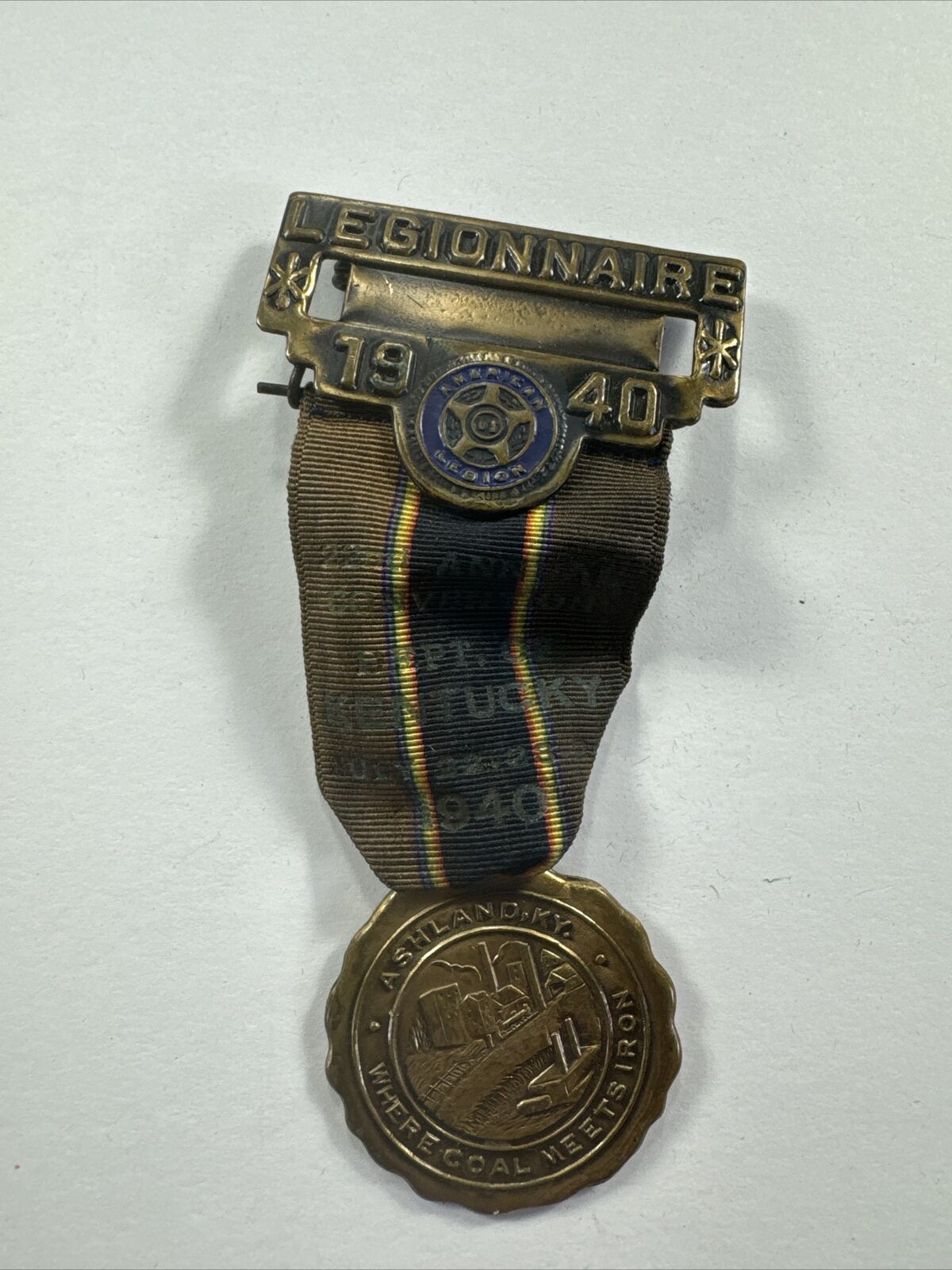 Ashland, Kentucky 1940 AMERICAN LEGION Convention Legionnaire Ribbon Medal Coal