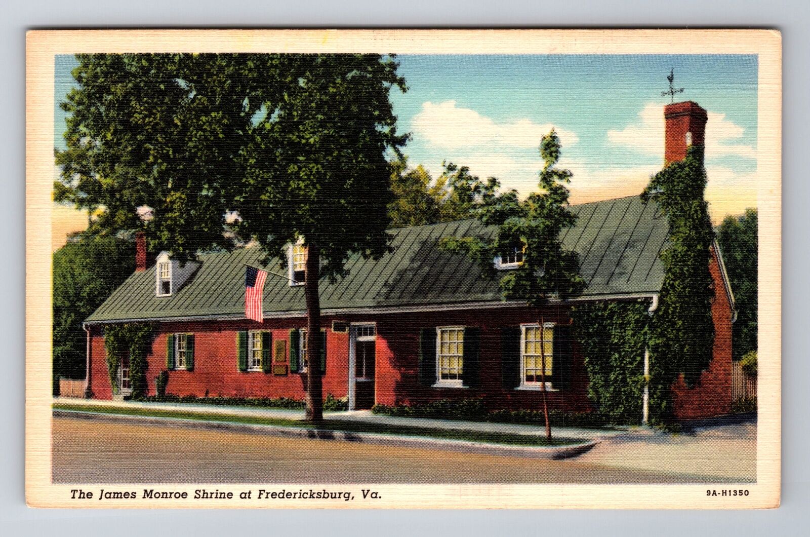 Fredericksburg VA-Virginia, James Monroe Shrine, Antique Vintage Postcard