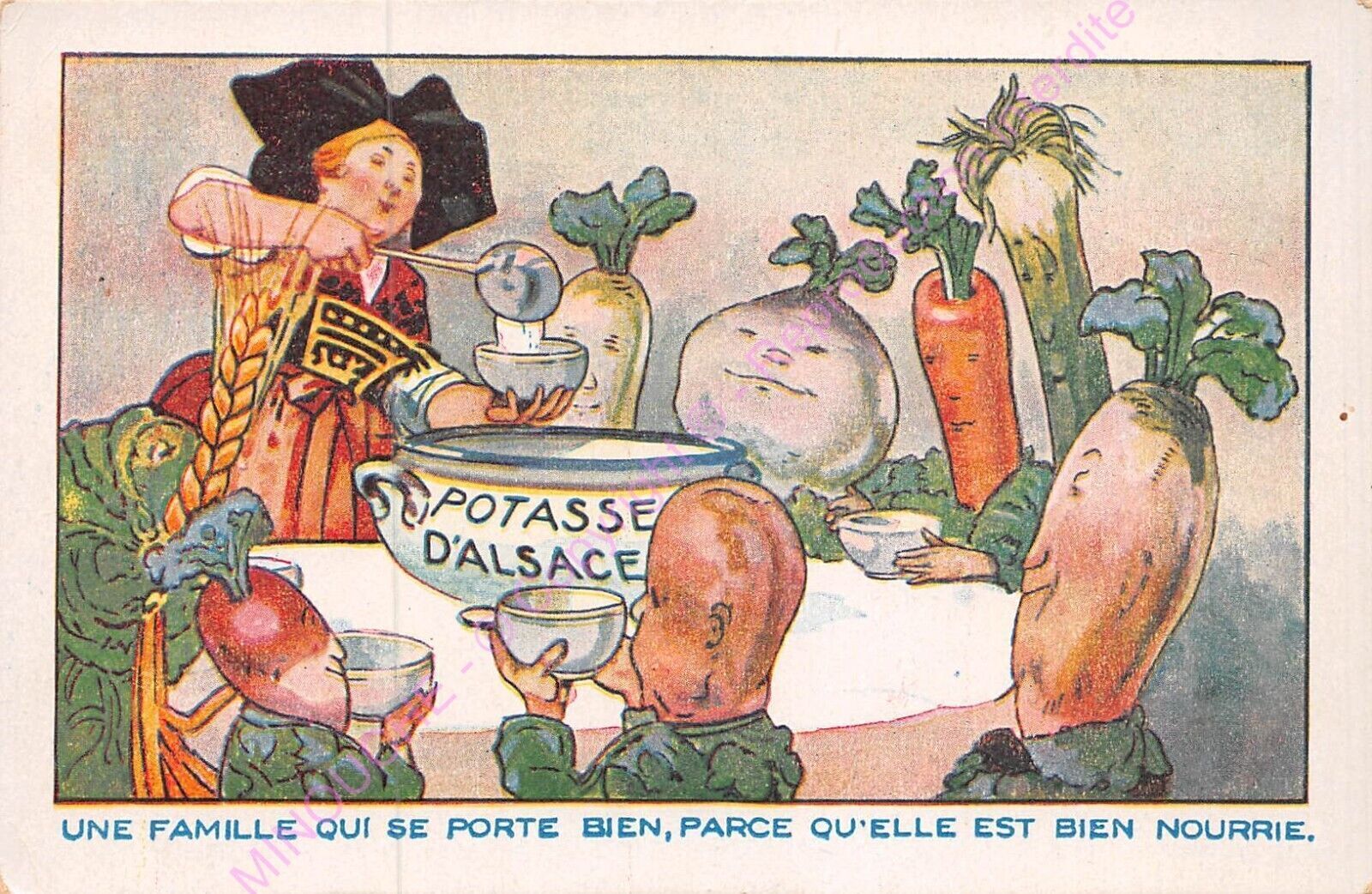 CPA Fantasy Potash D Alsace Vegetable Humanized A Family That Se Holder Very
