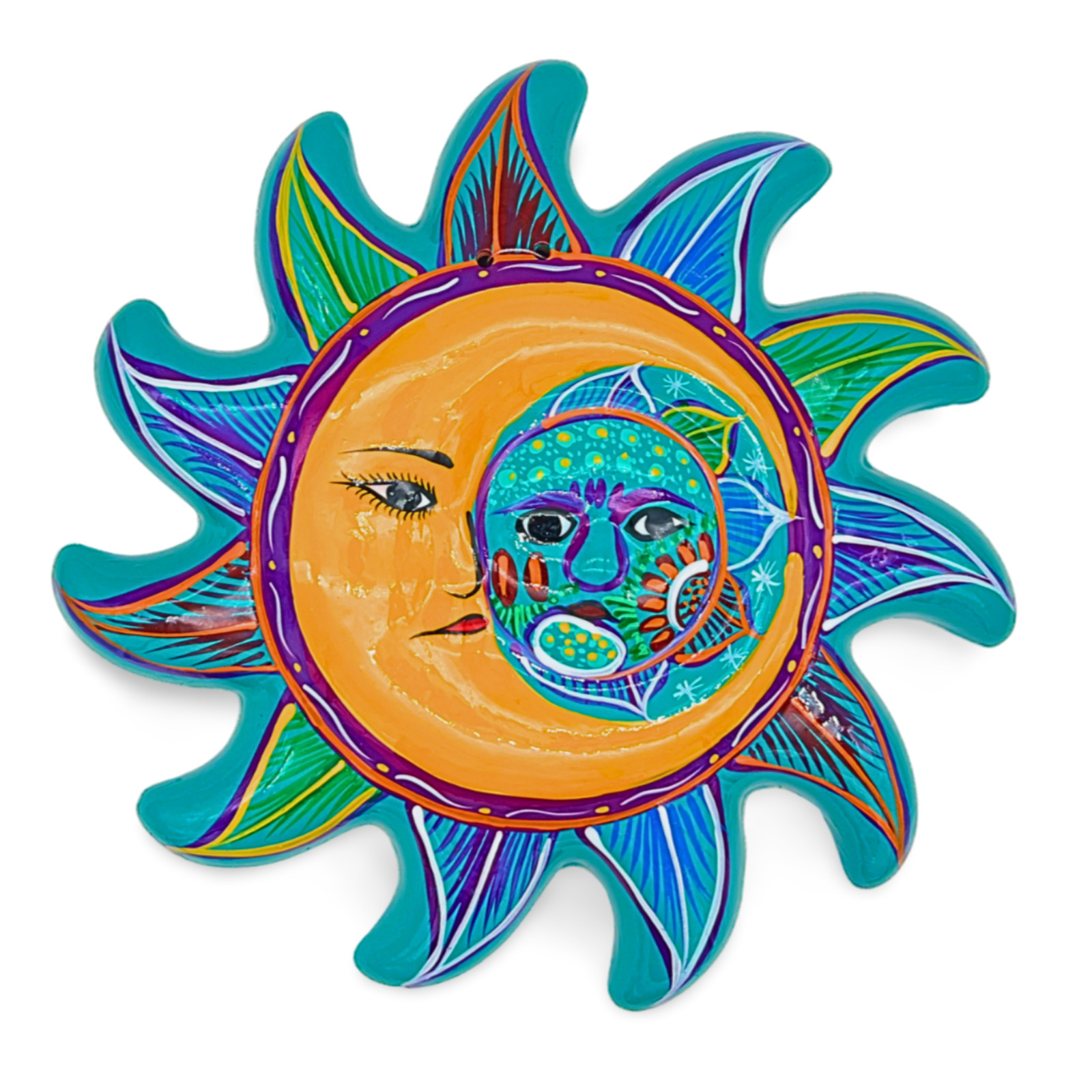 Ceramic Sun and Moon Face Wall Decor Eclipse - Made In Mexico - Sol y Luna