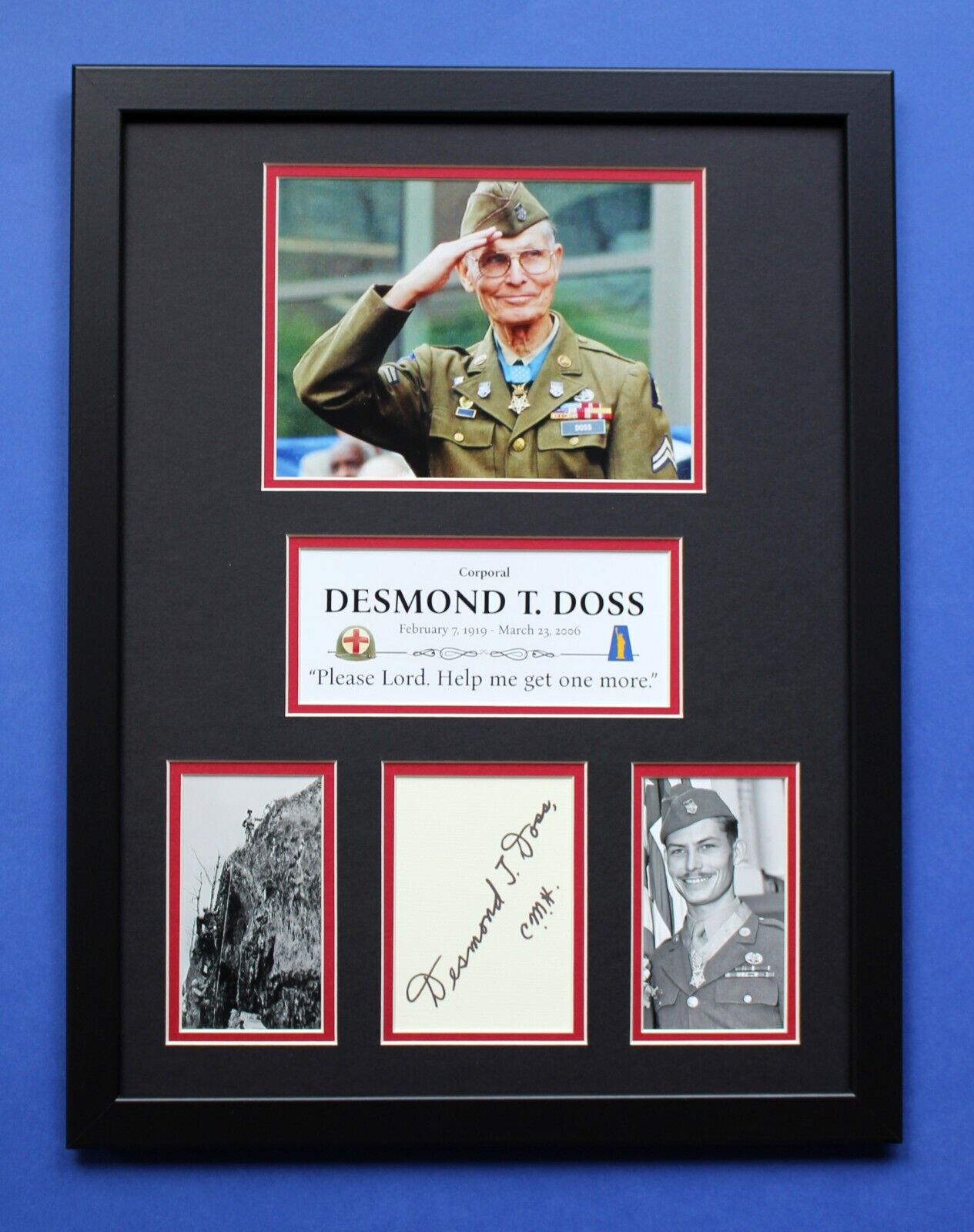 DESMOND T. DOSS AUTOGRAPH framed artistic display WW2 Hacksaw Ridge