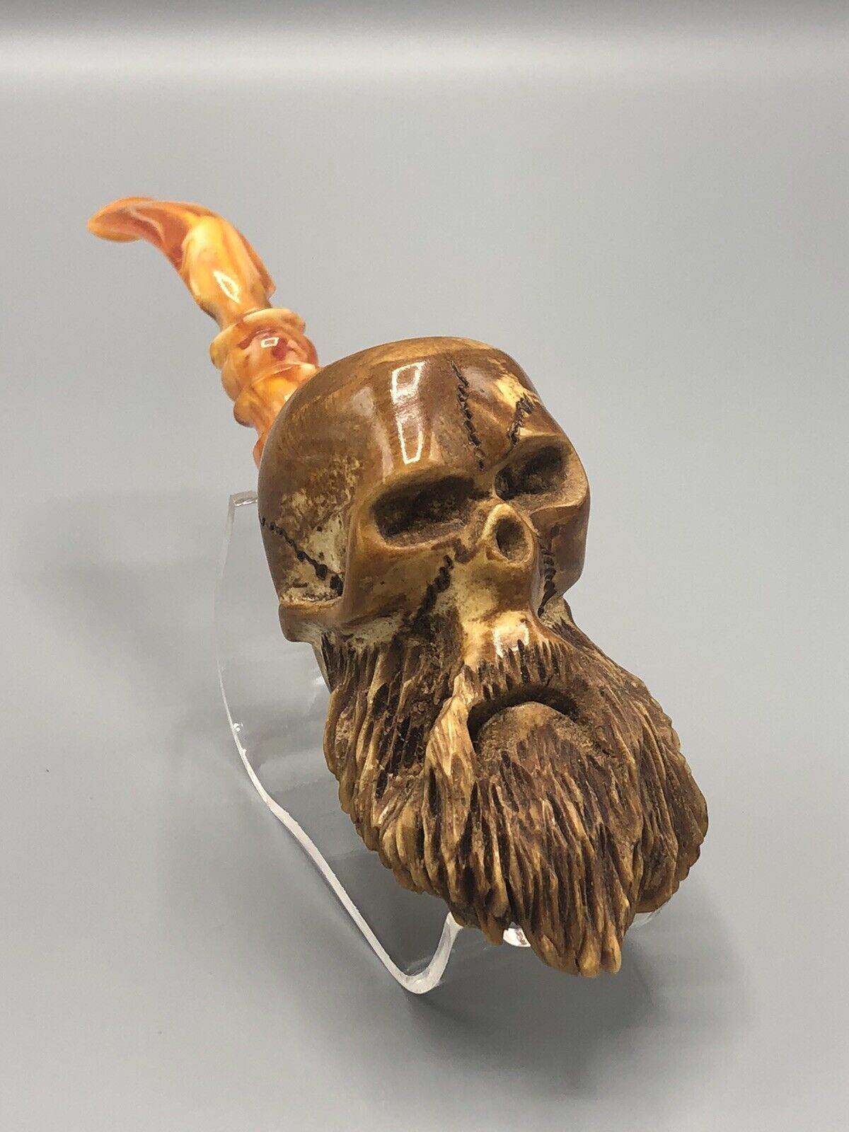 Bearded Skull Pipe BY Ali  Block Meerschaum-NEW HANDMADE W CASE#1779