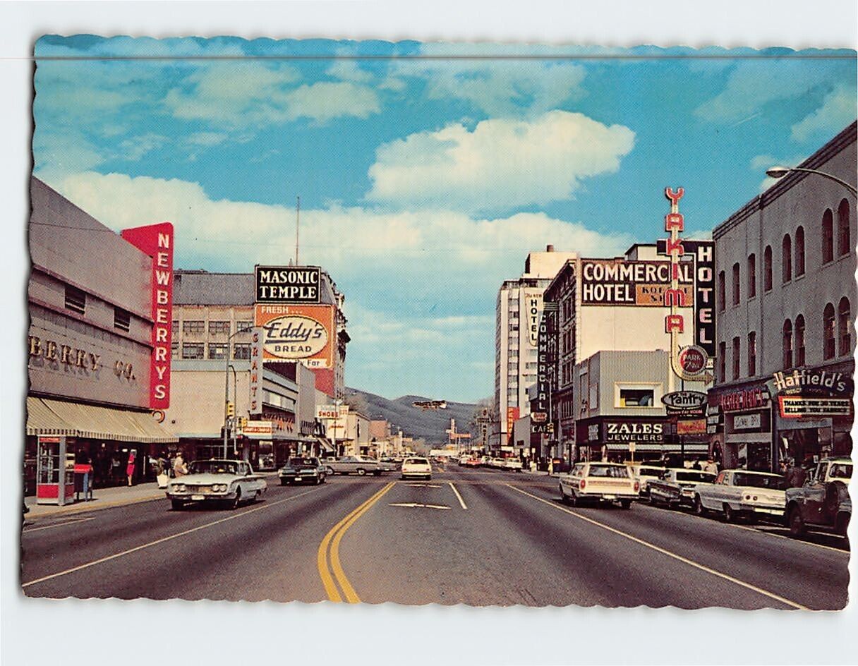 Postcard View on Yakima Avenue looking east Yakima Washington USA