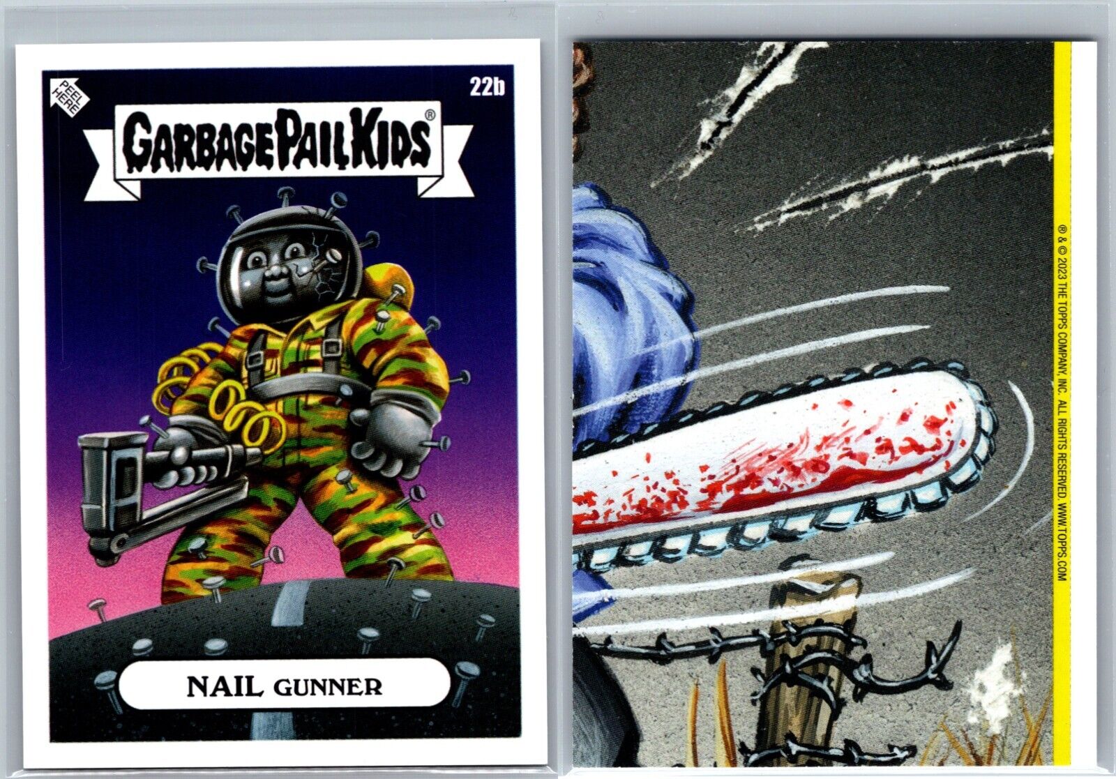 Nail Gun Massacre Garbage Pail Kids GPK 80s Horror Movie Spoof Card Gunner