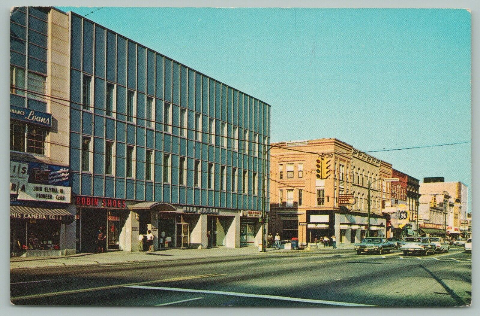 Elyria Ohio~Broad Street Downtown~Robin Shoes~Ohio Edison~Pioneer Club~1960s