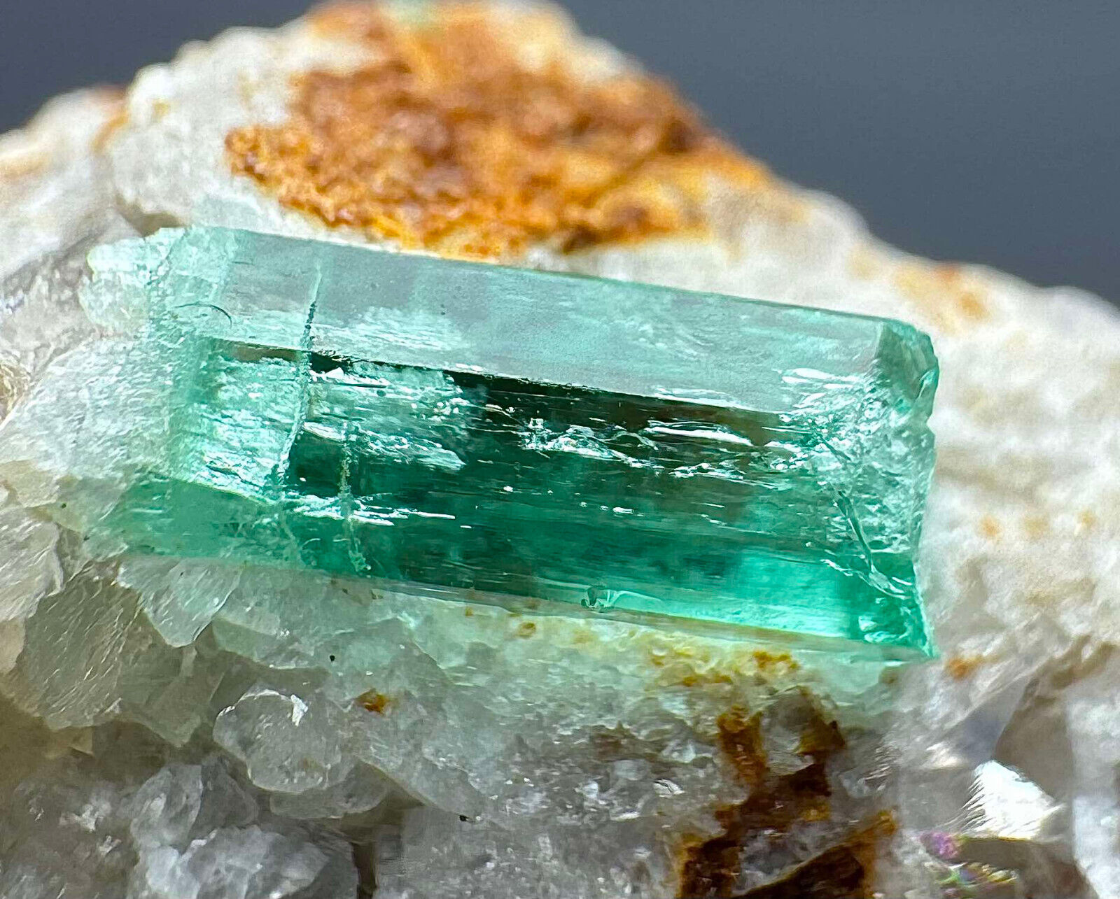 87 Carat Transaprent Green Emerald Crystal On Matrix From Panjshir Afghanistan