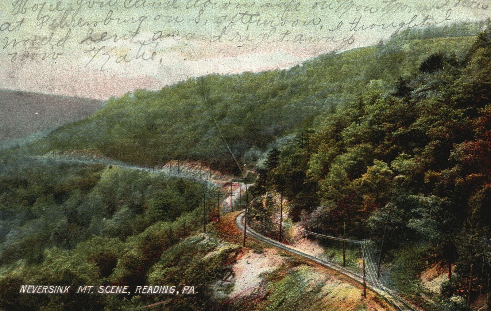 Vintage Postcard 1907 View of Neversink Mountain Scene Reading Pennsylvania PA