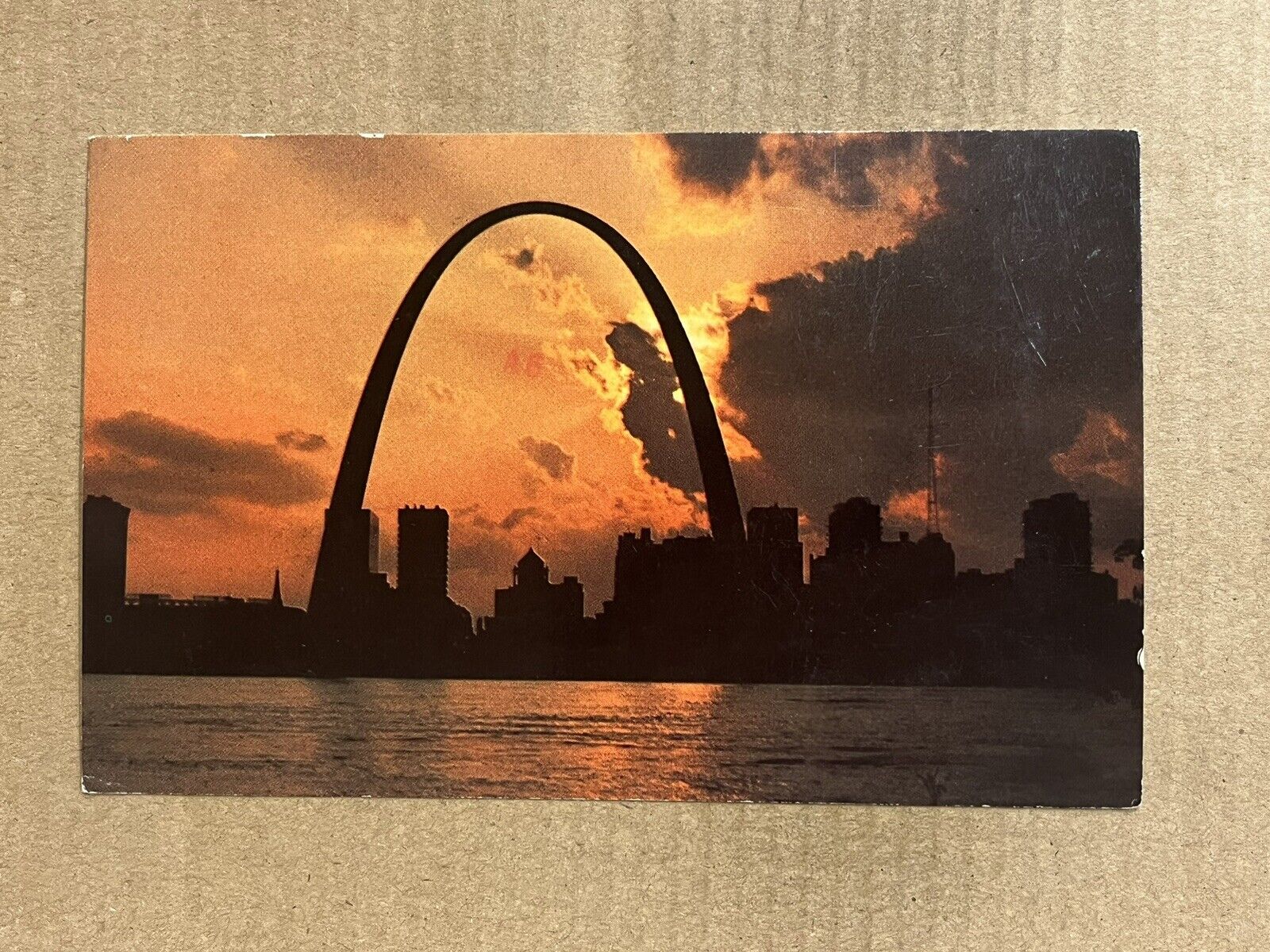 Postcard Gateway Arch Sunset Mississippi River St Louis MO Missouri