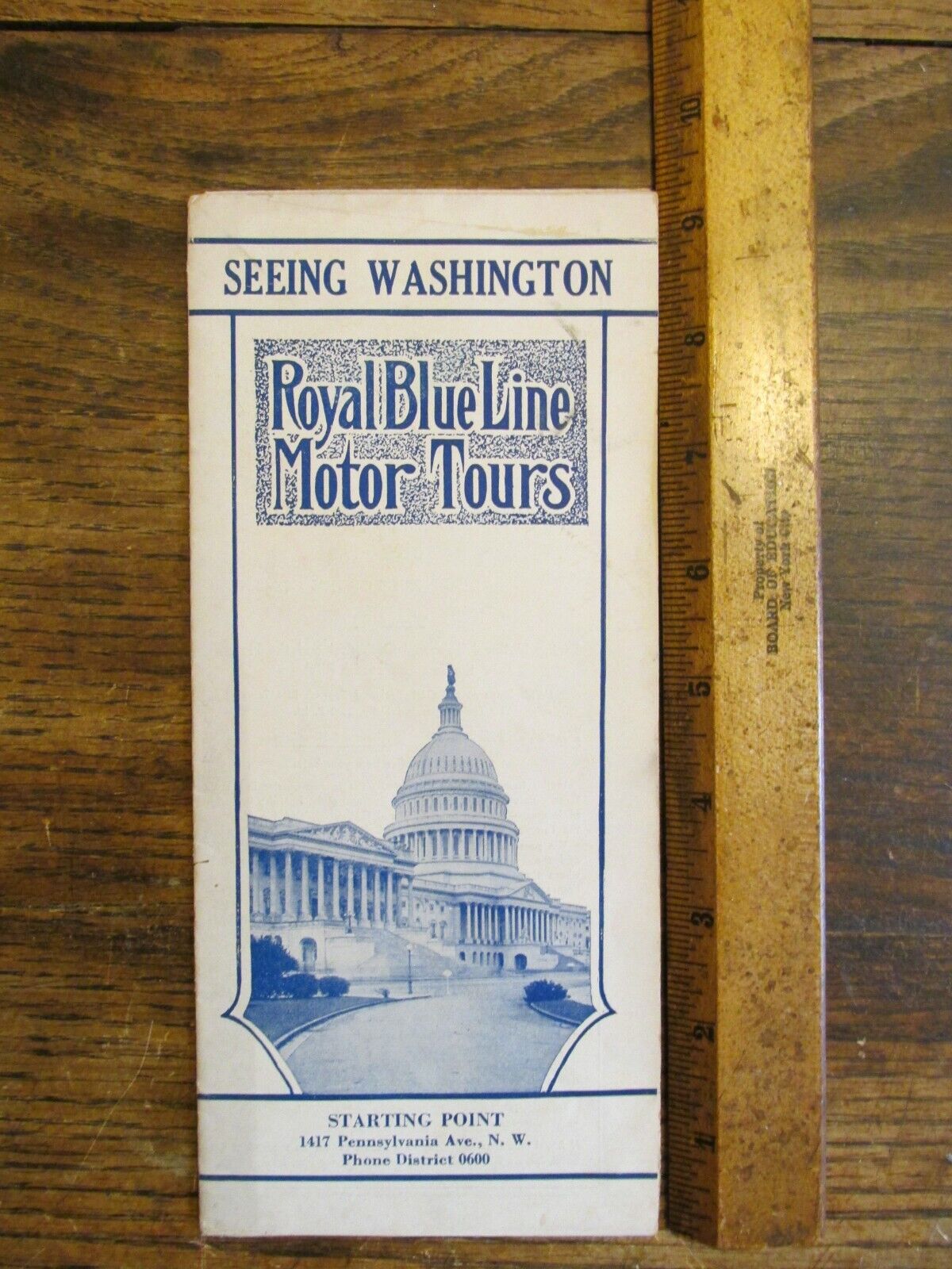Antique Ephemera Washington DC Royal Blue Line Motor Tour Brochure