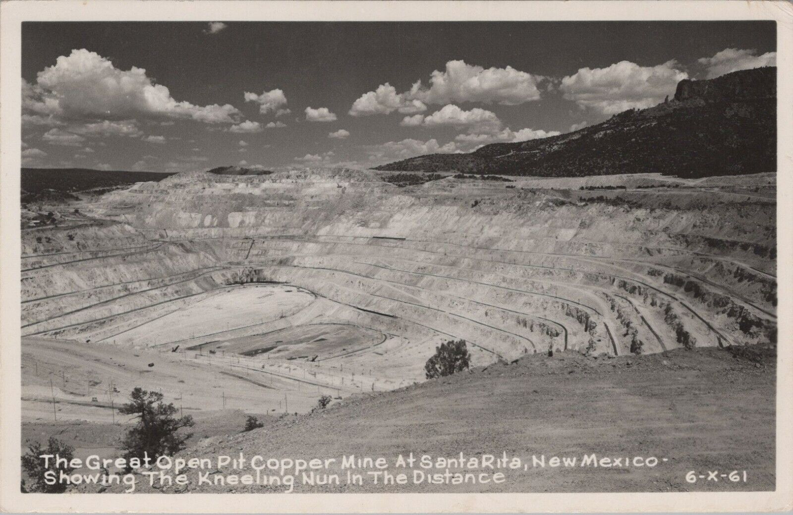 RPPC Santa Rita NM Open Pit Copper Mine Kneeling Nun photo postcard EP5