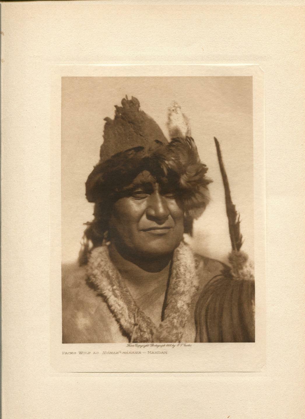 1908 Original Photogravure | Packs Wolf As Numak-Mahana - Mandan | Edward Curtis