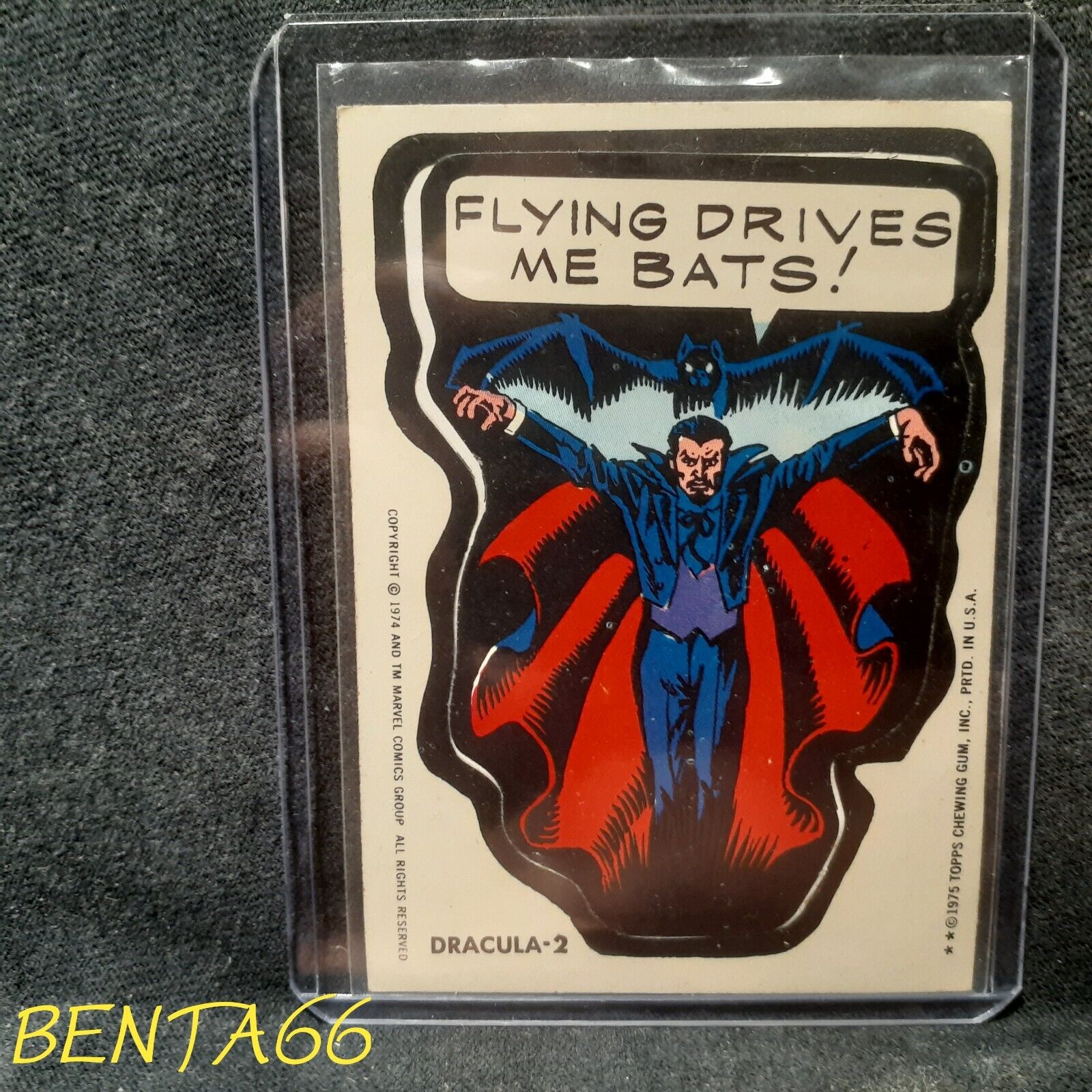 1974 1975 Topps Marvel 🔥 Comic Book Heroes Sticker Dracula - 2 (W)