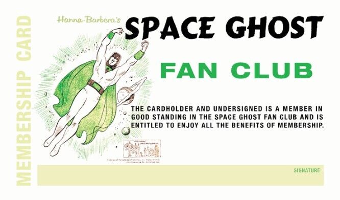 SPACE GHOST FAN CLUB MEMBERSHIP CARD - VINTAGE FANTASY CARD