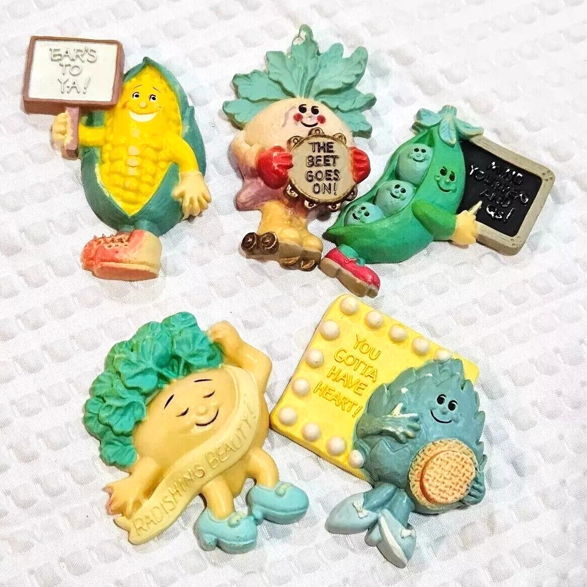 Vintage Hallmark Refrigerator Magnets Anthropomorphic Foods Vegetables 1981