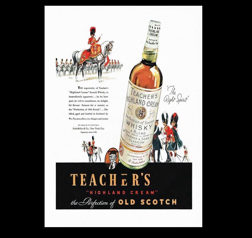 1930 Teachers Highland Cream Scotch Whisky PHOTO Vintage Print Ad Sign Bar Decor