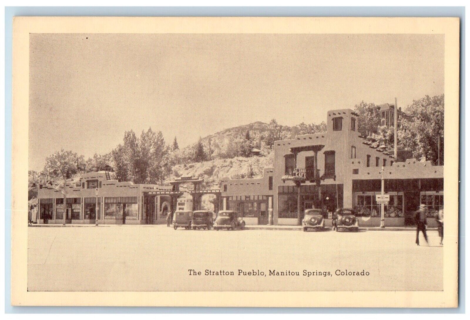c1940 Stratton Pueblo Classic Cars Exterior Manitou Springs Colorado CO Postcard