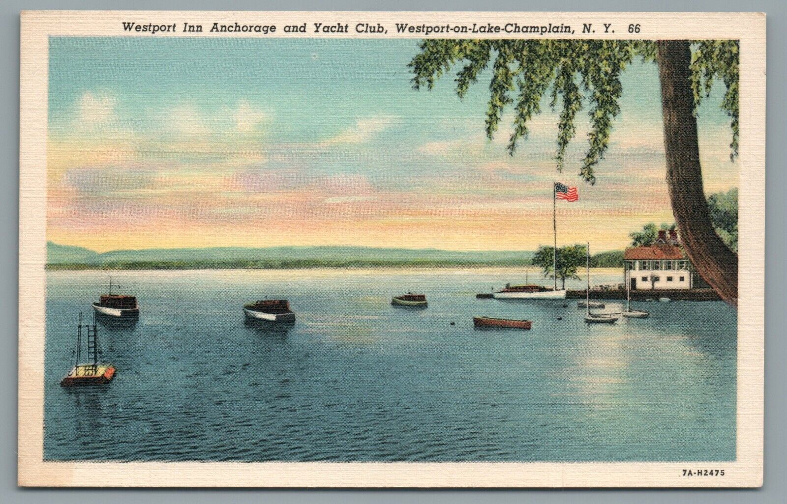 Westport Inn Anchorage and Yacht Club Westport-on-Lake-Champlain NY Postcard