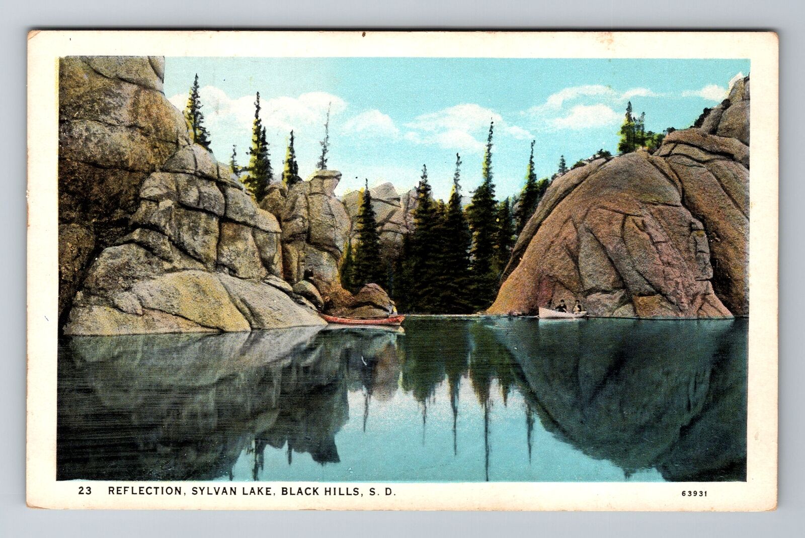 Black Hills SD-South Dakota, Reflection, Sylvan Lake, Vintage Postcard